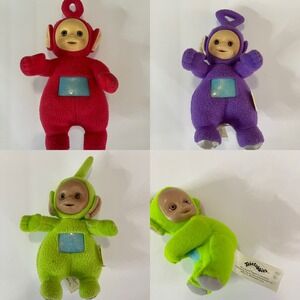 Tinky Winky Dipsy Po Teletubbies‎ 1998 Stuffed Purple Red Green Plush vintage